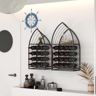 Sailboat - Shaped Wine Cabinet Rack Modern Nautical Bar Storage – Storage by American Wrangler